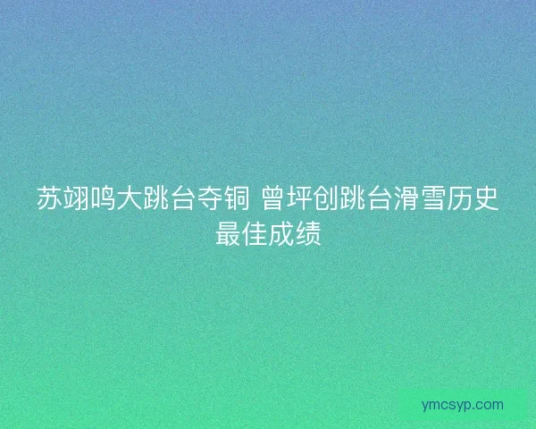 苏翊鸣大跳台夺铜 曾坪创跳台滑雪历史最佳成绩