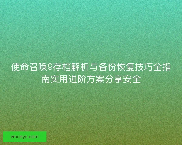 使命召唤9存档解析与备份恢复技巧全指南实用进阶方案分享安全