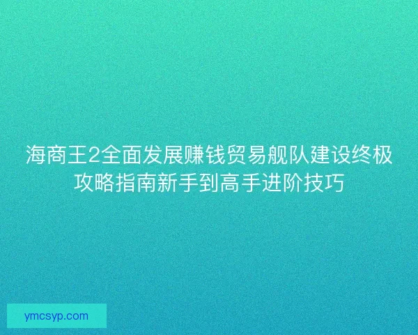 海商王2全面发展赚钱贸易舰队建设终极攻略指南新手到高手进阶技巧