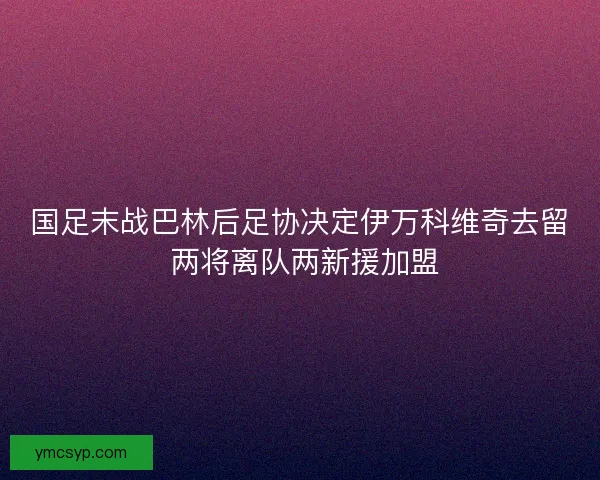 国足末战巴林后足协决定伊万科维奇去留 两将离队两新援加盟 国足末战巴林后足协决定伊万科维奇去留 两将离队两新援加盟